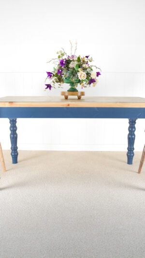 Farmhouse fluted dining rectangular table with Farmhouse dining chairs